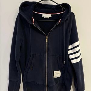Men’s Thom Browne full zip classic 4 bar hoodie size Medium